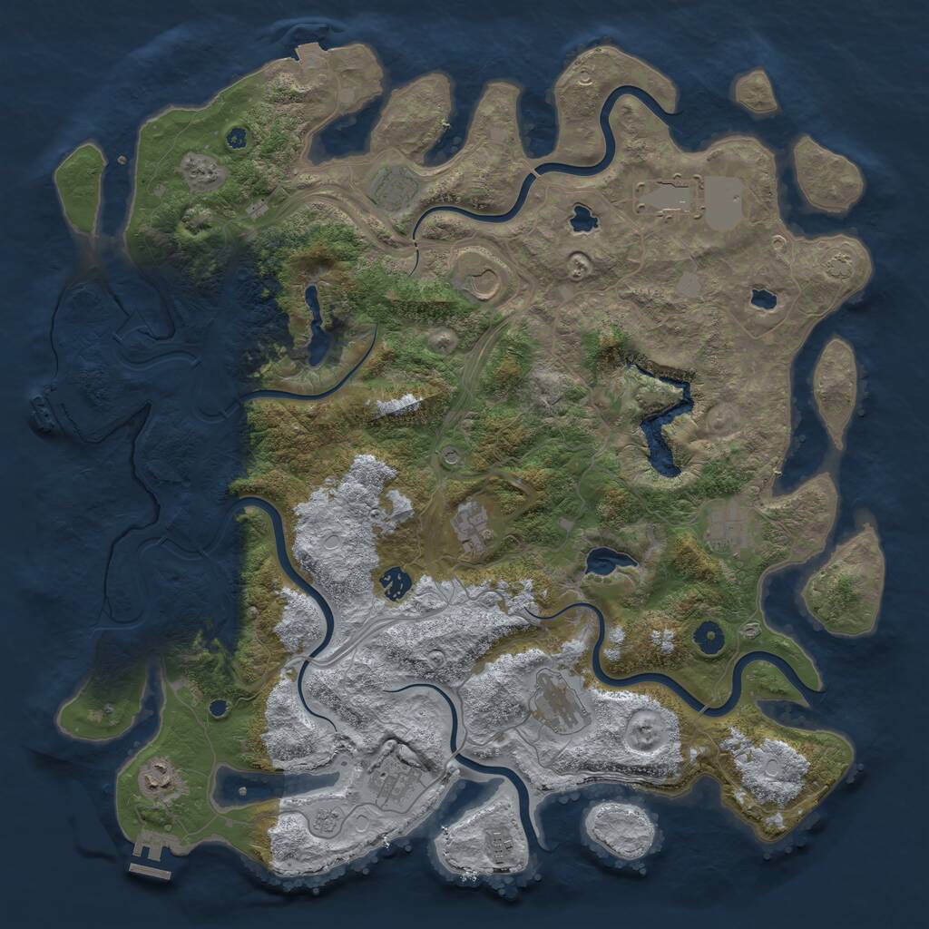 Rust Map: Procedural Map, Size: 4500, Seed: 114409699, 16 Monuments