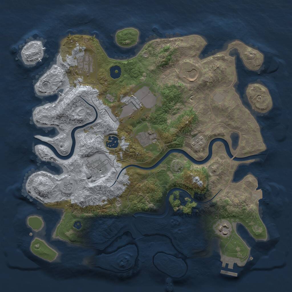Rust Map: Procedural Map, Size: 3500, Seed: 2142135258, 13 Monuments