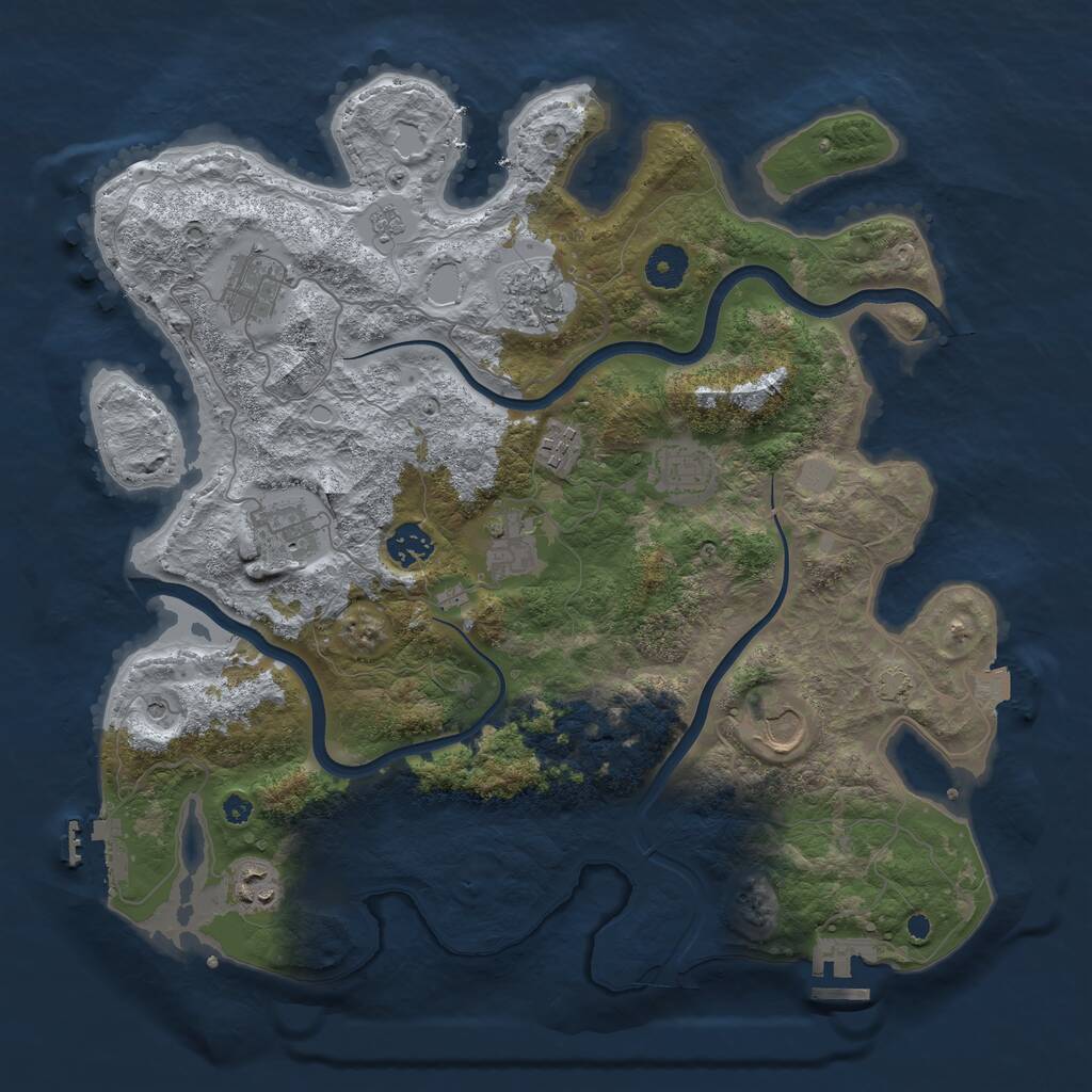 Rust Map: Procedural Map, Size: 3800, Seed: 2726, 15 Monuments