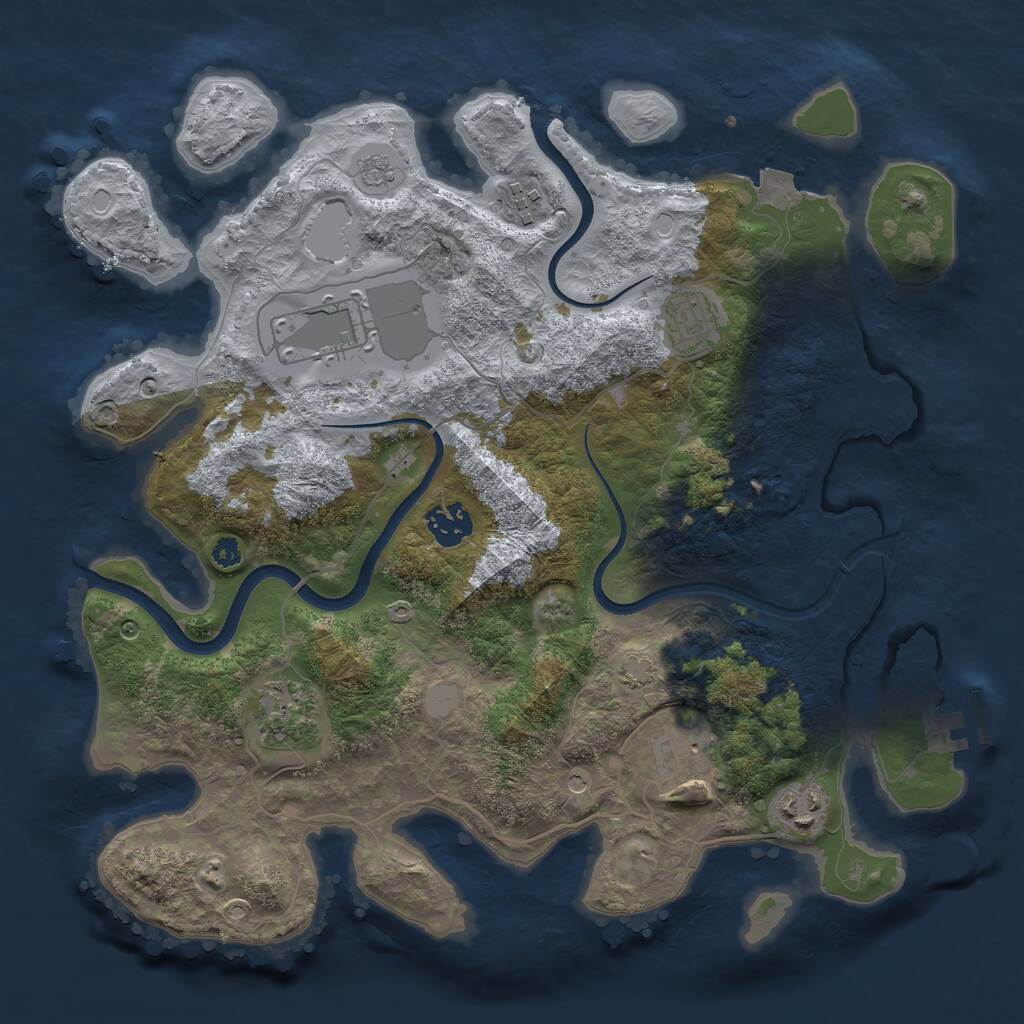 Rust Map: Procedural Map, Size: 3500, Seed: 274997652, 12 Monuments
