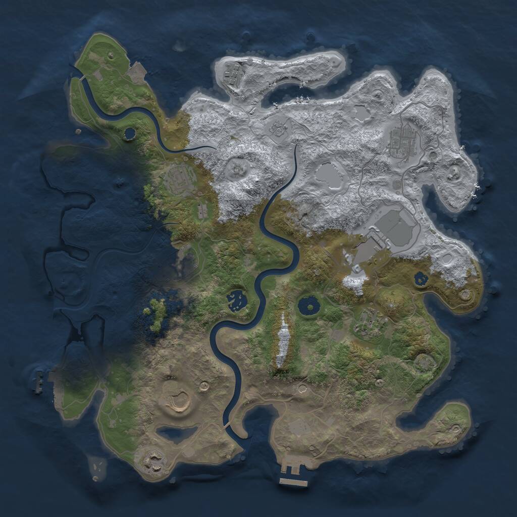 Rust Map: Procedural Map, Size: 3750, Seed: 1360630108, 15 Monuments