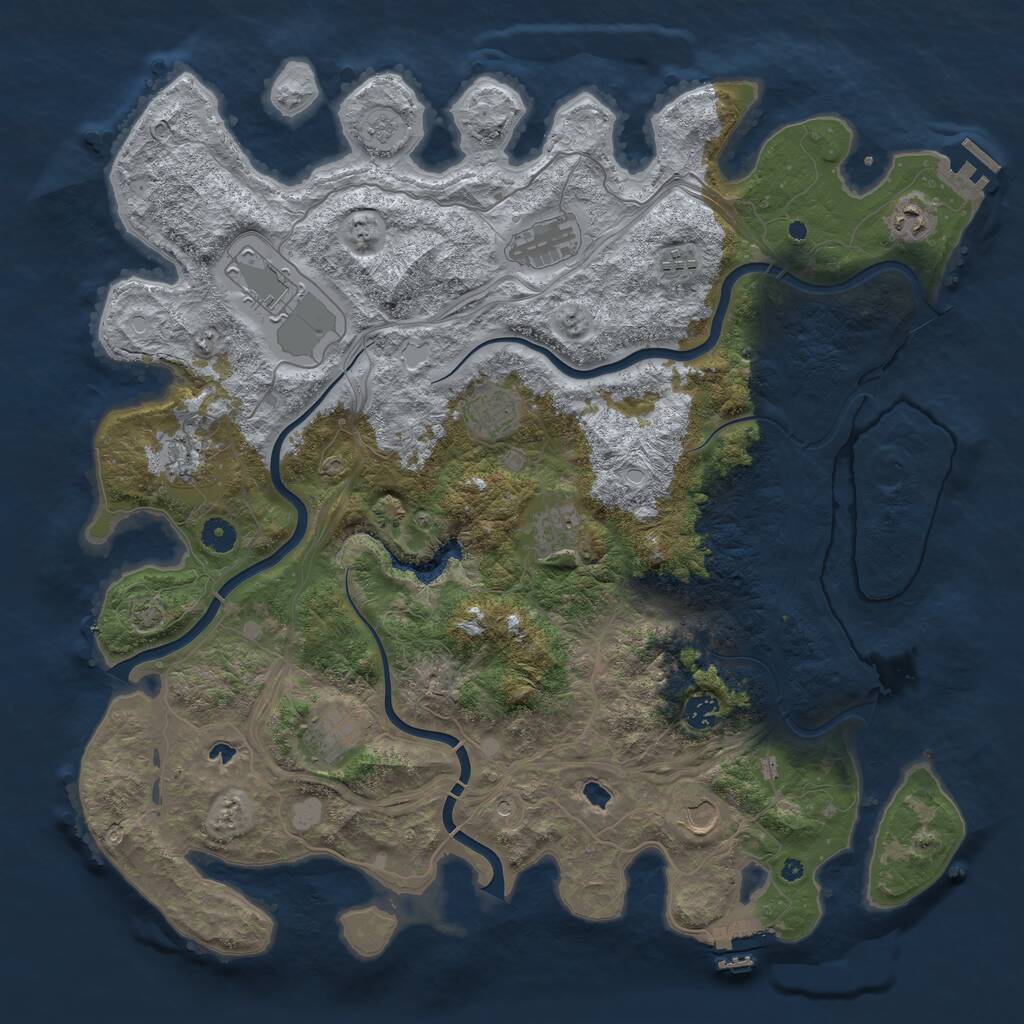 Rust Map: Procedural Map, Size: 4500, Seed: 1983664404, 16 Monuments