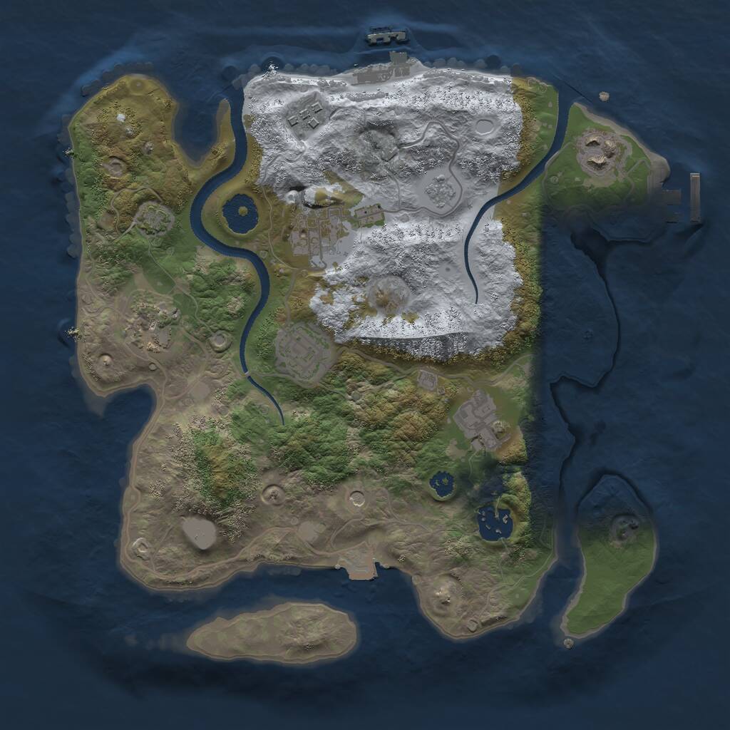 Rust Map: Procedural Map, Size: 3000, Seed: 1215499108, 13 Monuments