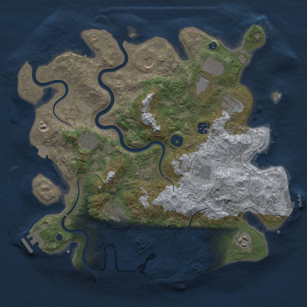 Rust Map: Procedural Map, Size: 3800, Seed: 740561205, 15 Monuments