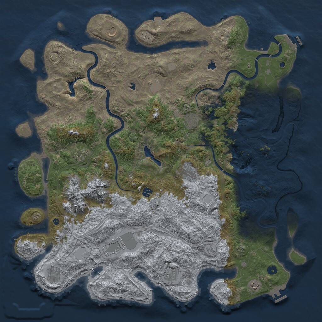 Rust Map: Procedural Map, Size: 5000, Seed: 72752, 17 Monuments