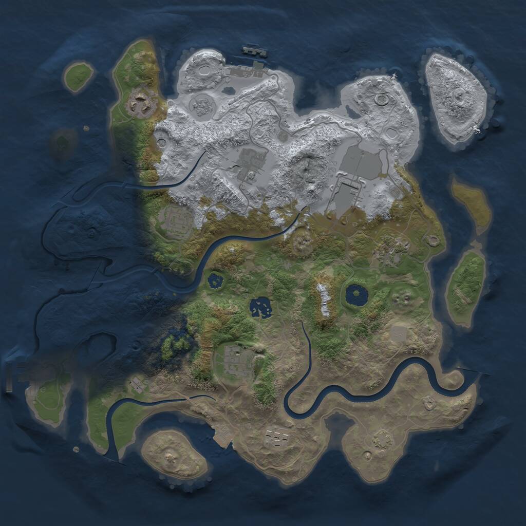 Rust Map: Procedural Map, Size: 3500, Seed: 24664, 14 Monuments