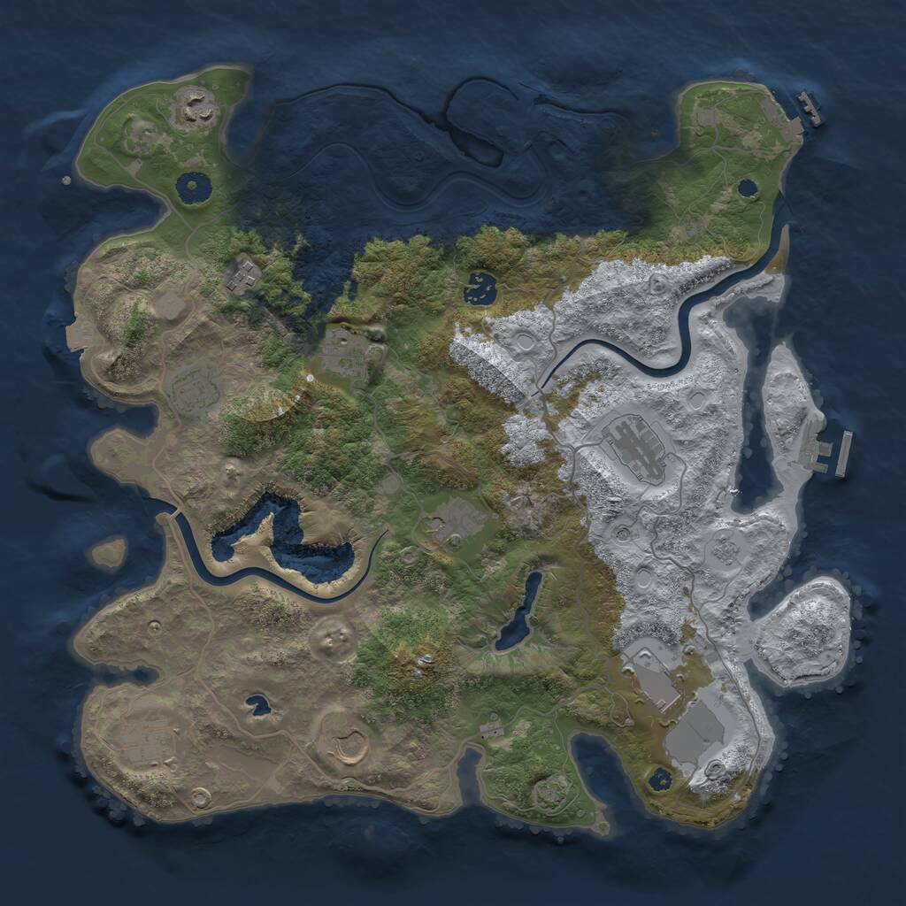 Rust Map: Procedural Map, Size: 4000, Seed: 71052095, 16 Monuments