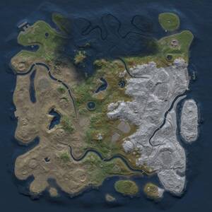 Thumbnail Rust Map: Procedural Map, Size: 4300, Seed: 2054865886, 15 Monuments