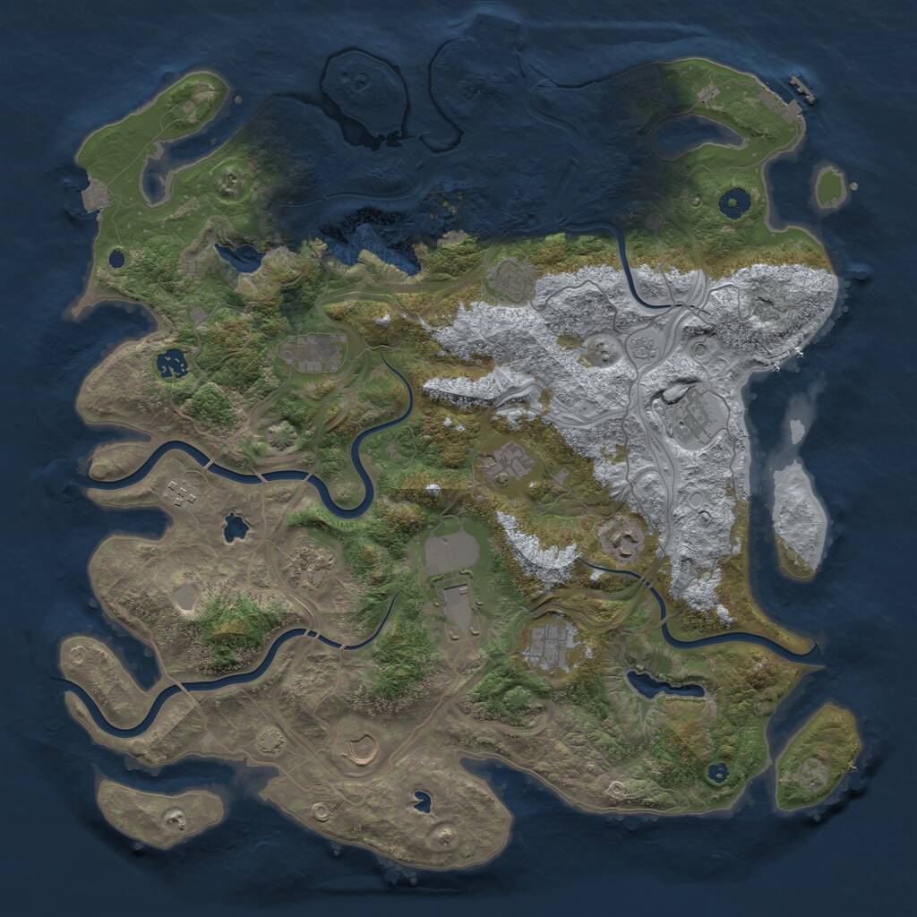 Rust Map: Procedural Map, Size: 4500, Seed: 1791610553, 17 Monuments