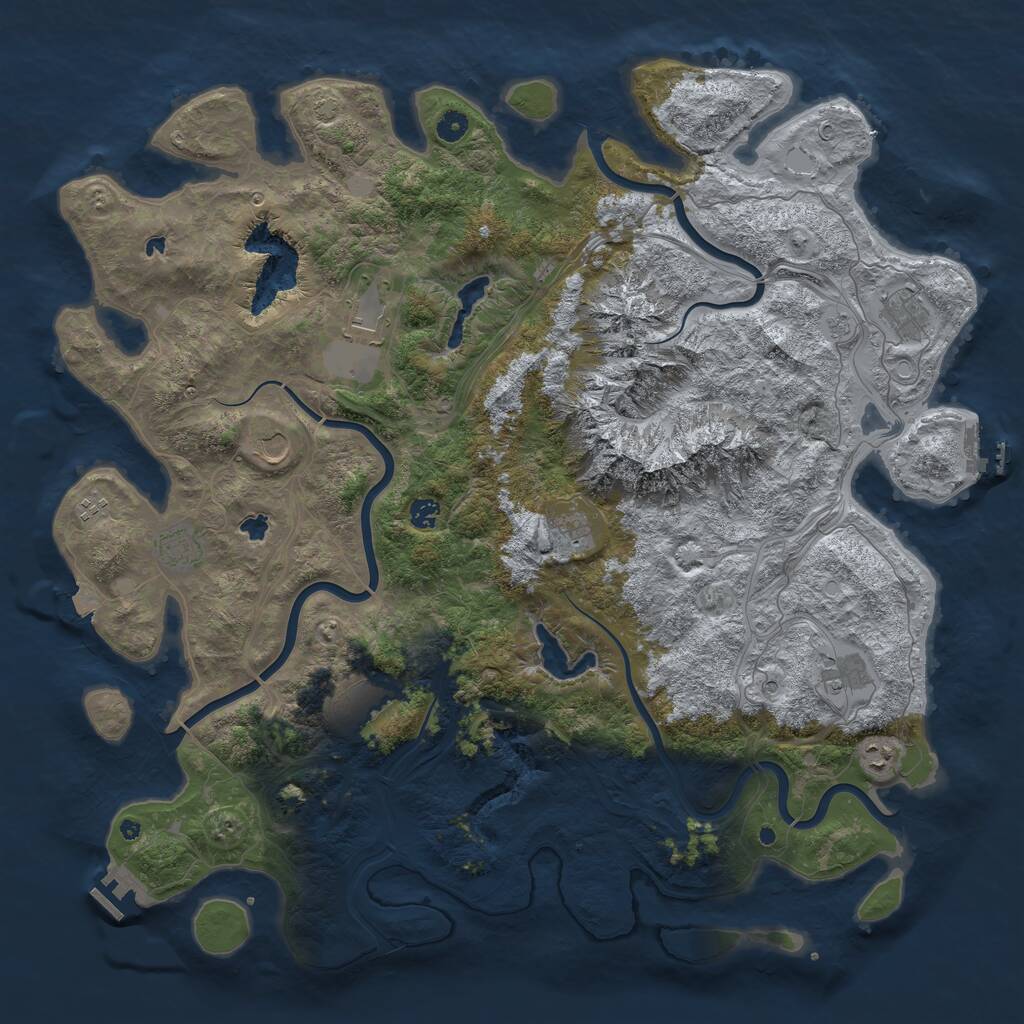 Rust Map: Procedural Map, Size: 5000, Seed: 1317409965, 16 Monuments