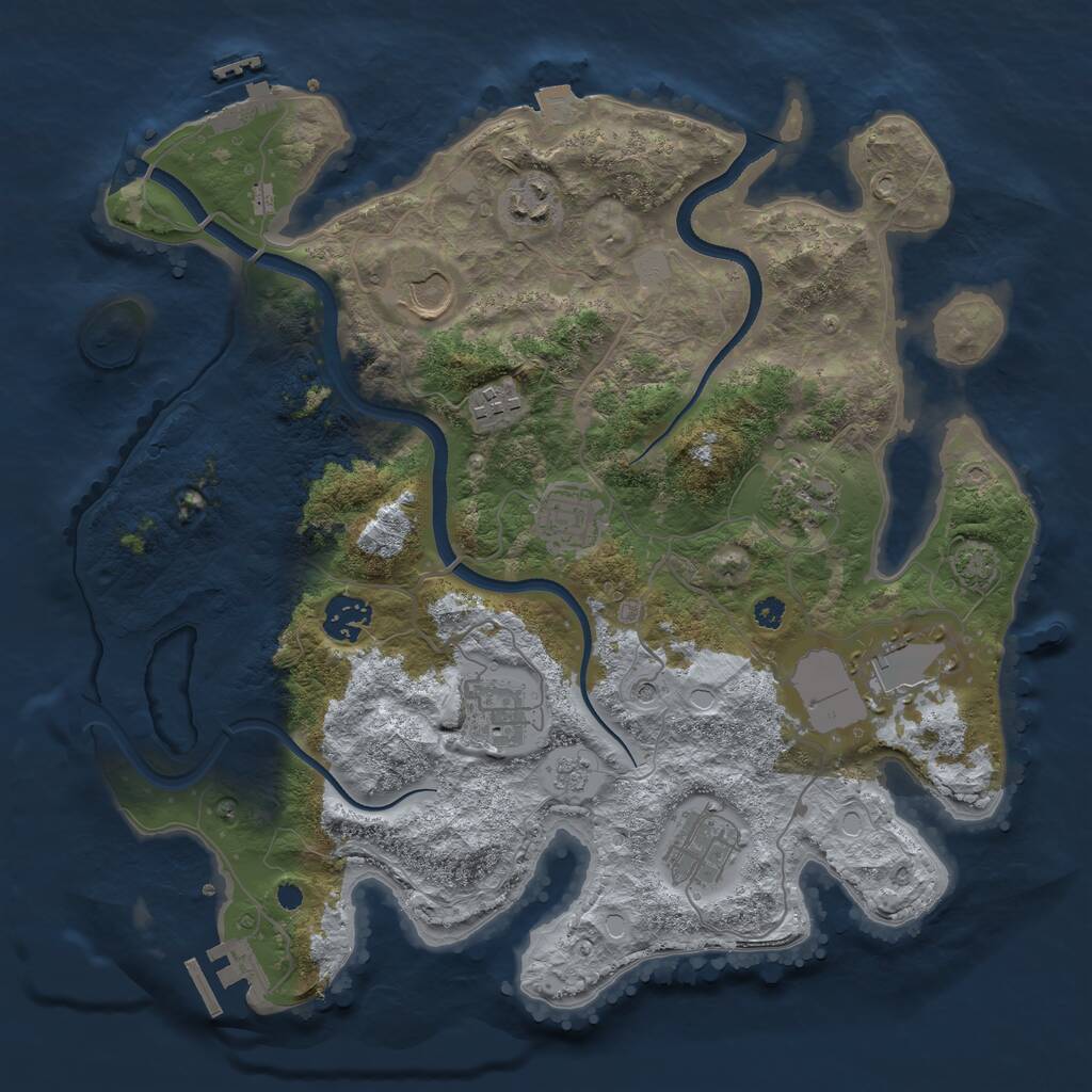 Rust Map: Procedural Map, Size: 3500, Seed: 3240822, 15 Monuments