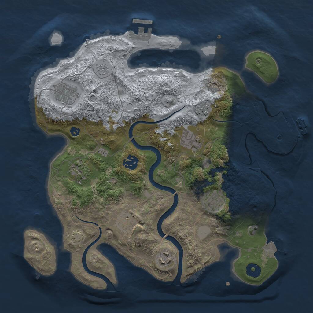 Rust Map: Procedural Map, Size: 3200, Seed: 2084259680, 13 Monuments