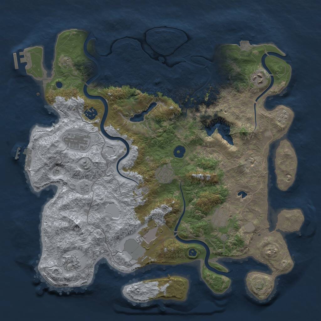 Rust Map: Procedural Map, Size: 4000, Seed: 1195118596, 14 Monuments