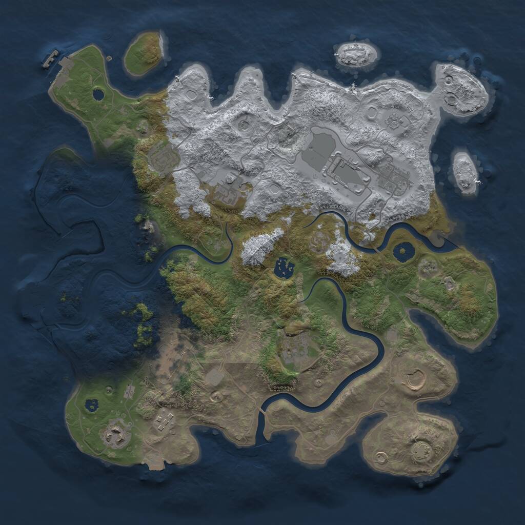 Rust Map: Procedural Map, Size: 3850, Seed: 1192777195, 16 Monuments