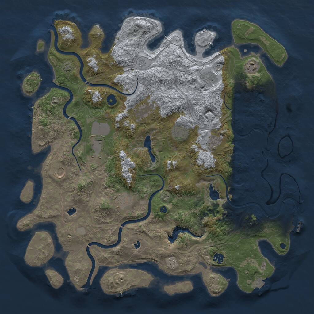 Rust Map: Procedural Map, Size: 4500, Seed: 702178886, 15 Monuments
