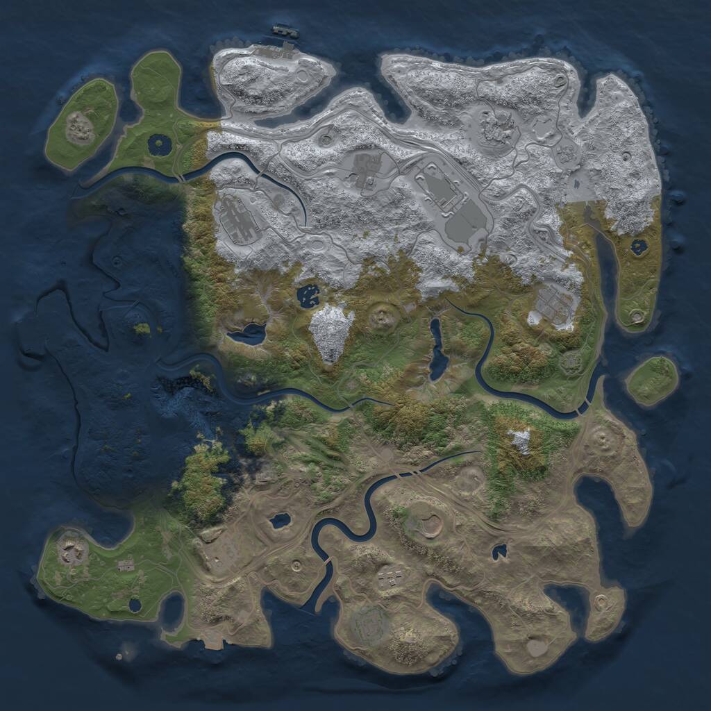 Rust Map: Procedural Map, Size: 4500, Seed: 831799567, 17 Monuments