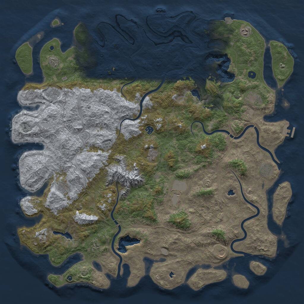 Rust Map: Procedural Map, Size: 5800, Seed: 1195883631, 17 Monuments