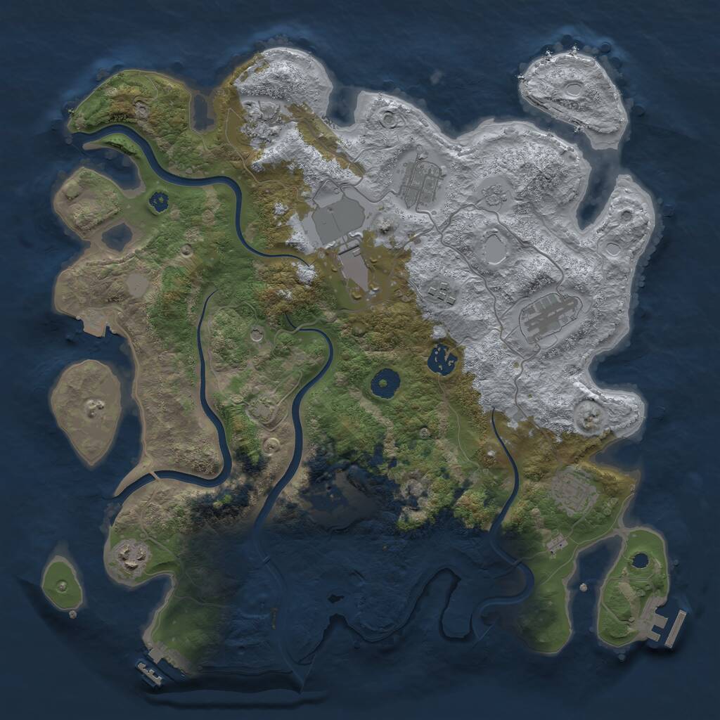 Rust Map: Procedural Map, Size: 3750, Seed: 1783015506, 15 Monuments