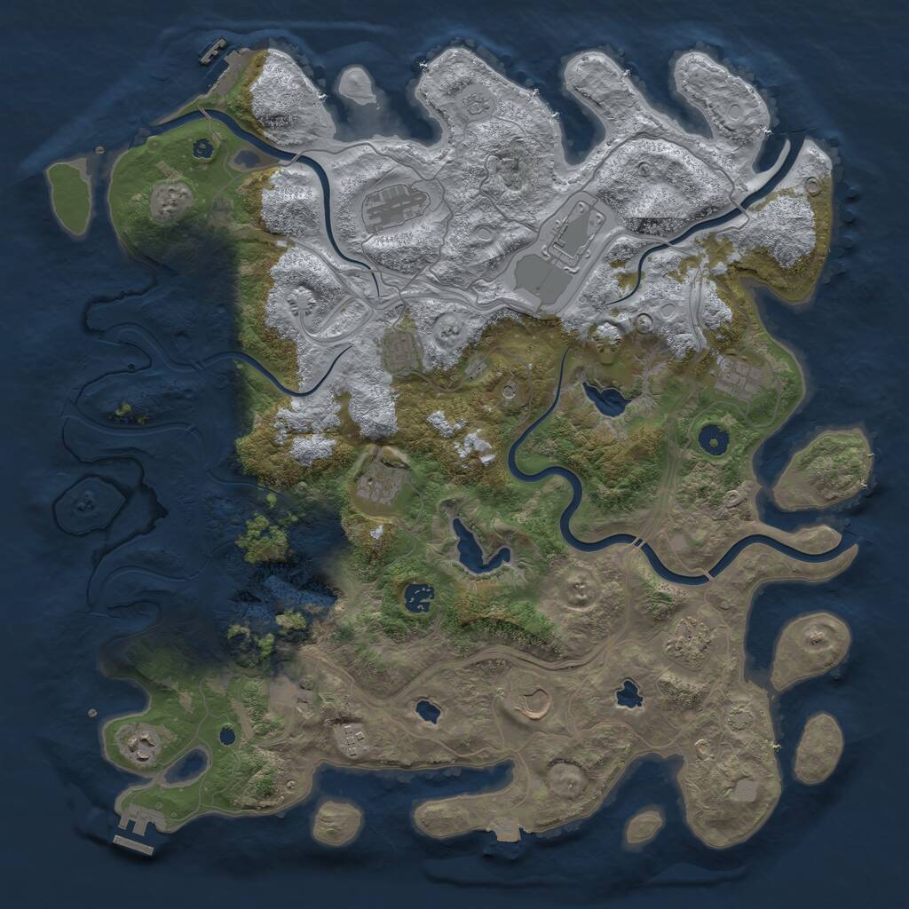 Rust Map: Procedural Map, Size: 4500, Seed: 1400166757, 17 Monuments