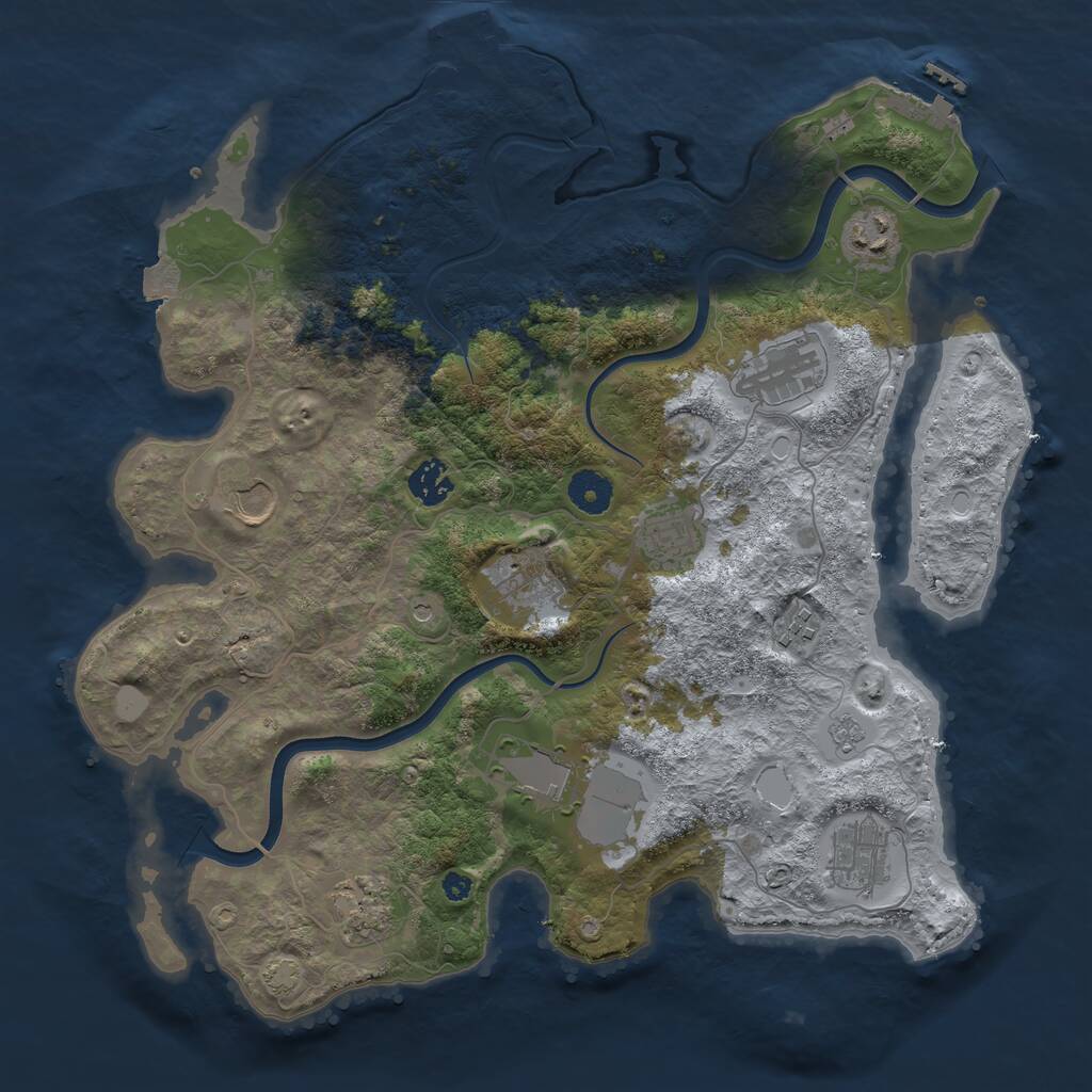 Rust Map: Procedural Map, Size: 3750, Seed: 639283877, 16 Monuments