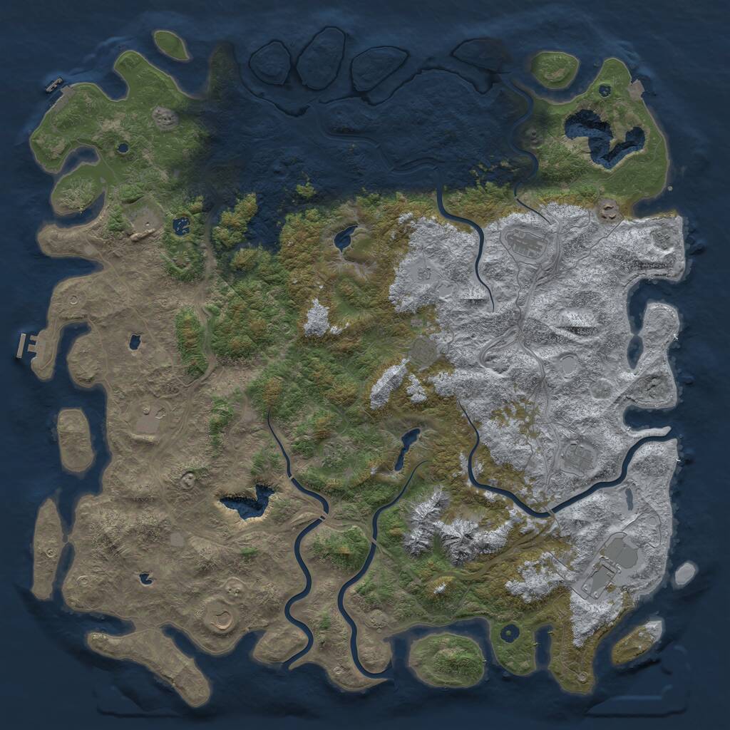 Rust Map: Procedural Map, Size: 6000, Seed: 1910339886, 17 Monuments