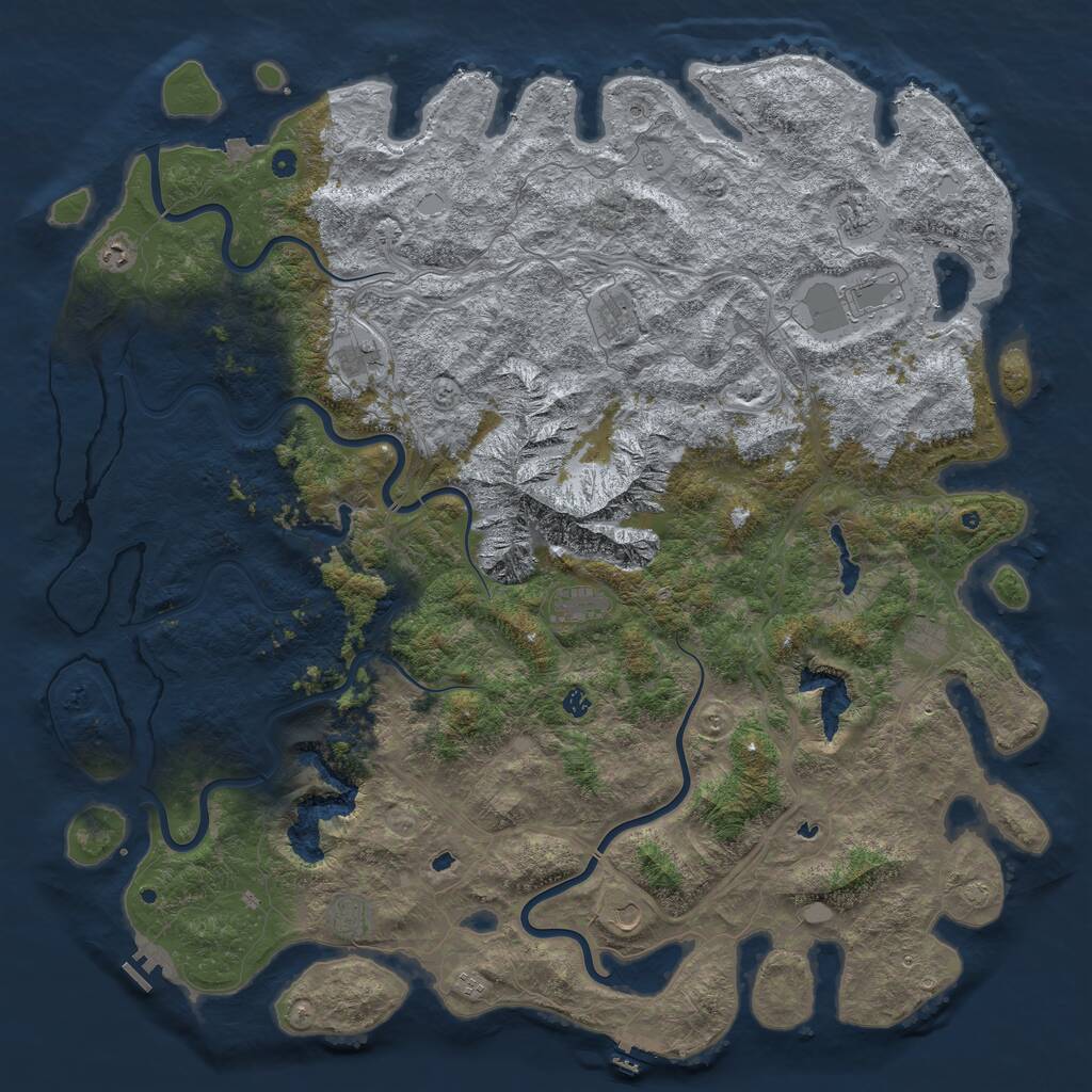 Rust Map: Procedural Map, Size: 6000, Seed: 414401728, 17 Monuments