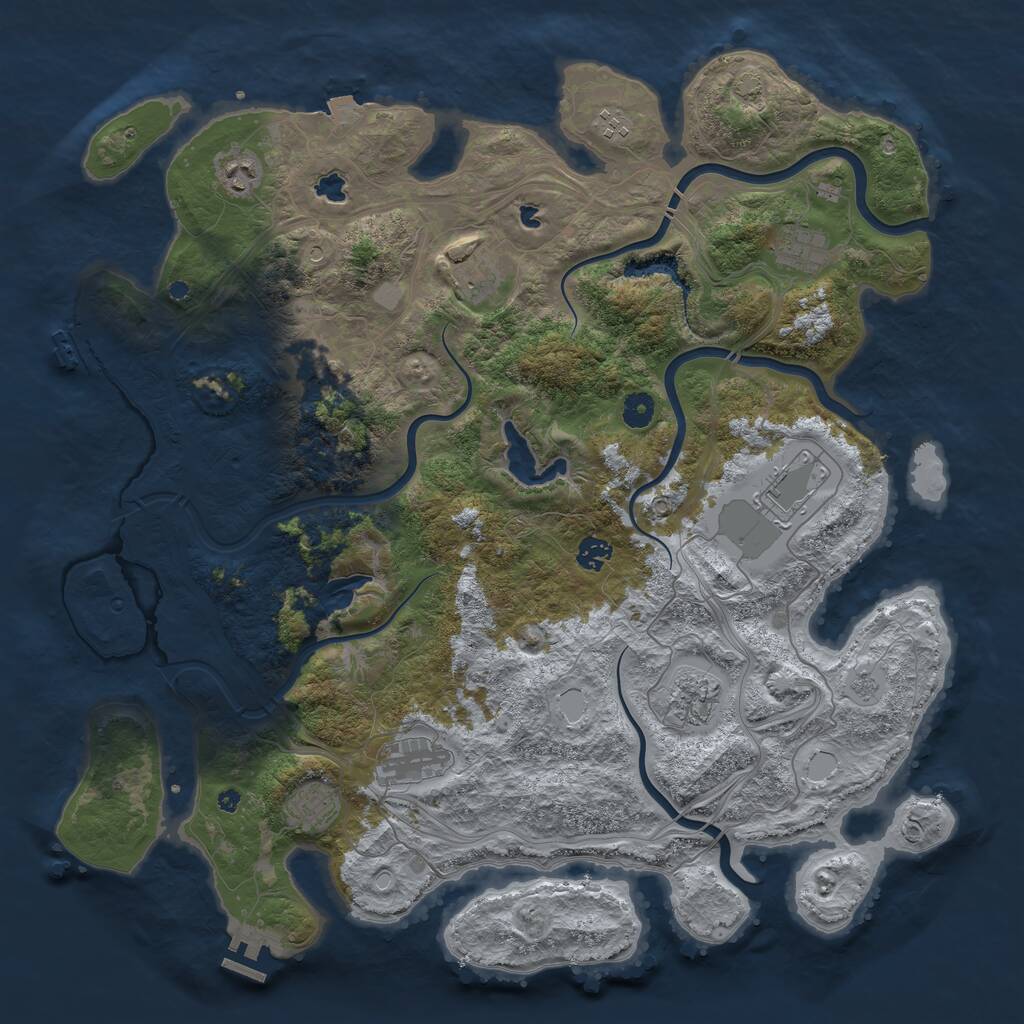 Rust Map: Procedural Map, Size: 4500, Seed: 2088057054, 16 Monuments