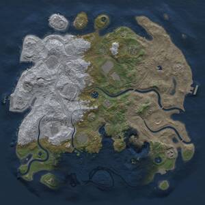 Thumbnail Rust Map: Procedural Map, Size: 4300, Seed: 1347847329, 16 Monuments