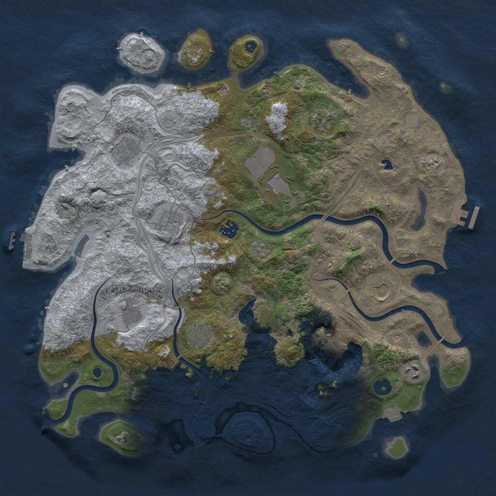 Rust Map: Procedural Map, Size: 4300, Seed: 1347847329, 16 Monuments