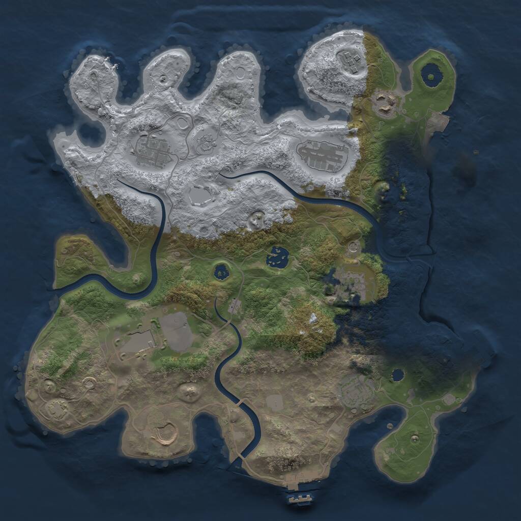 Rust Map: Procedural Map, Size: 3500, Seed: 1839204935, 15 Monuments