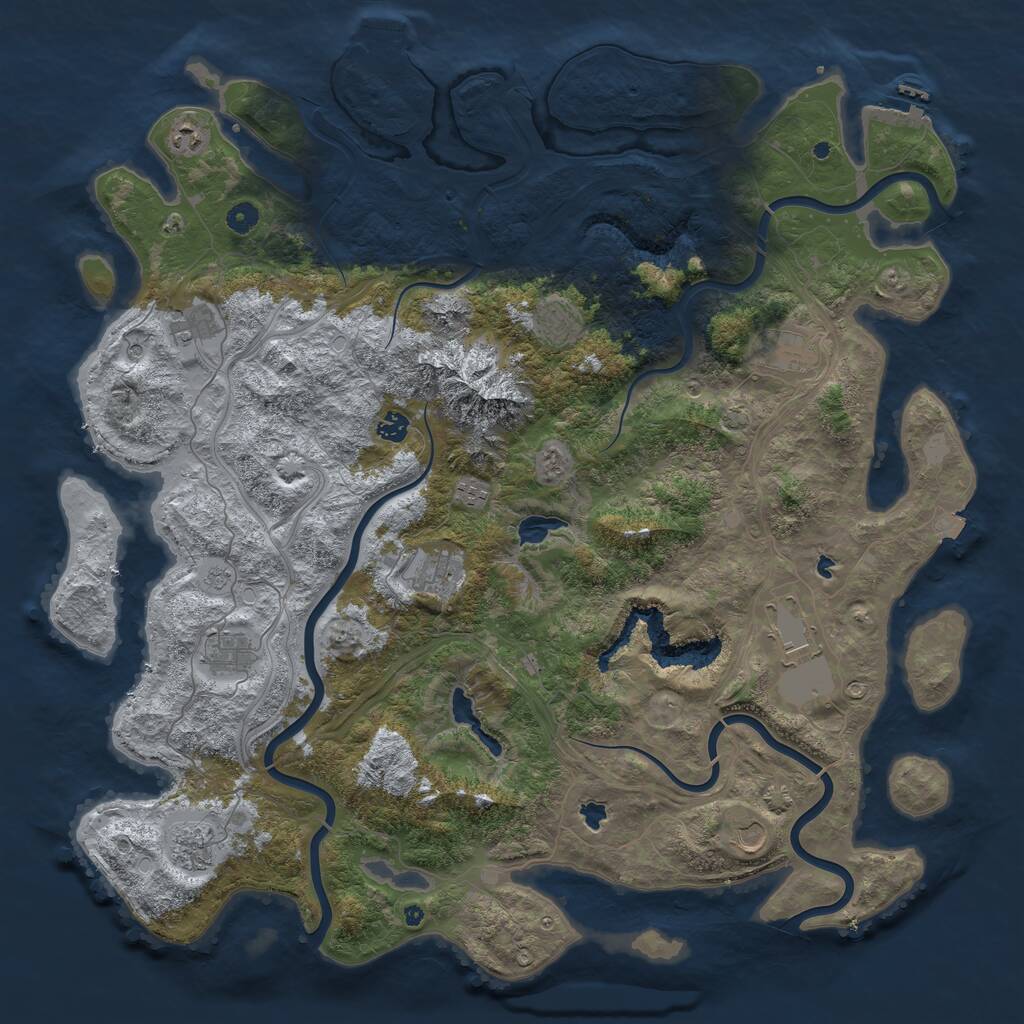 Rust Map: Procedural Map, Size: 5000, Seed: 1018058942, 17 Monuments