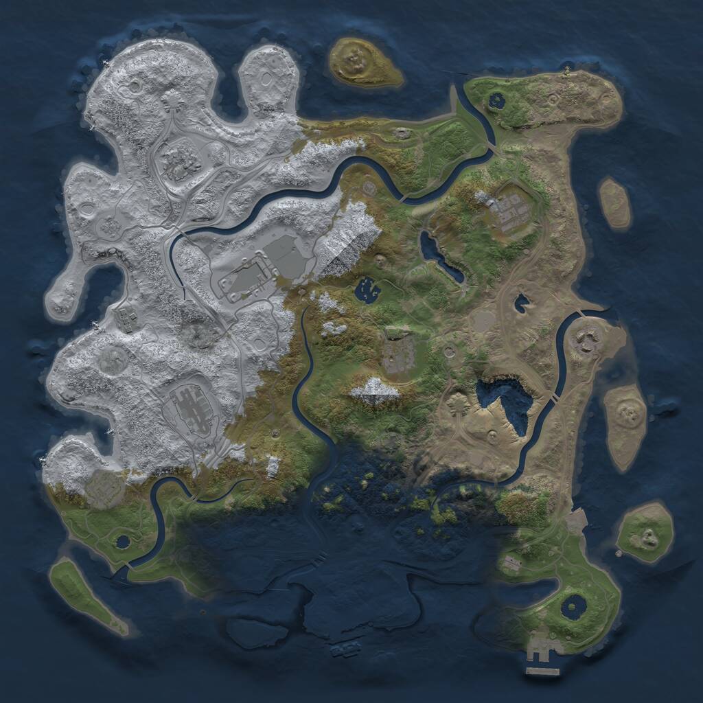 Rust Map: Procedural Map, Size: 4250, Seed: 1100257218, 15 Monuments