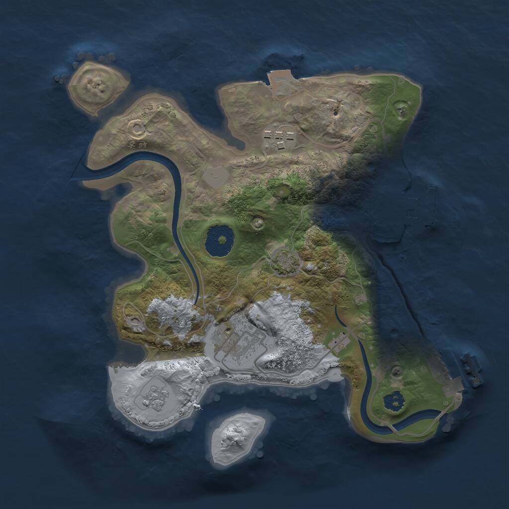 Rust Map: Procedural Map, Size: 2500, Seed: 1703442, 7 Monuments