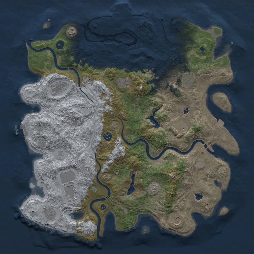 Rust Map: Procedural Map, Size: 4500, Seed: 830714672, 16 Monuments