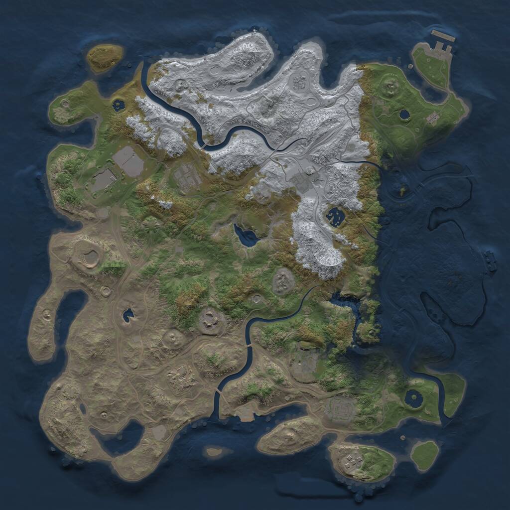 Rust Map: Procedural Map, Size: 4250, Seed: 1850059533, 16 Monuments