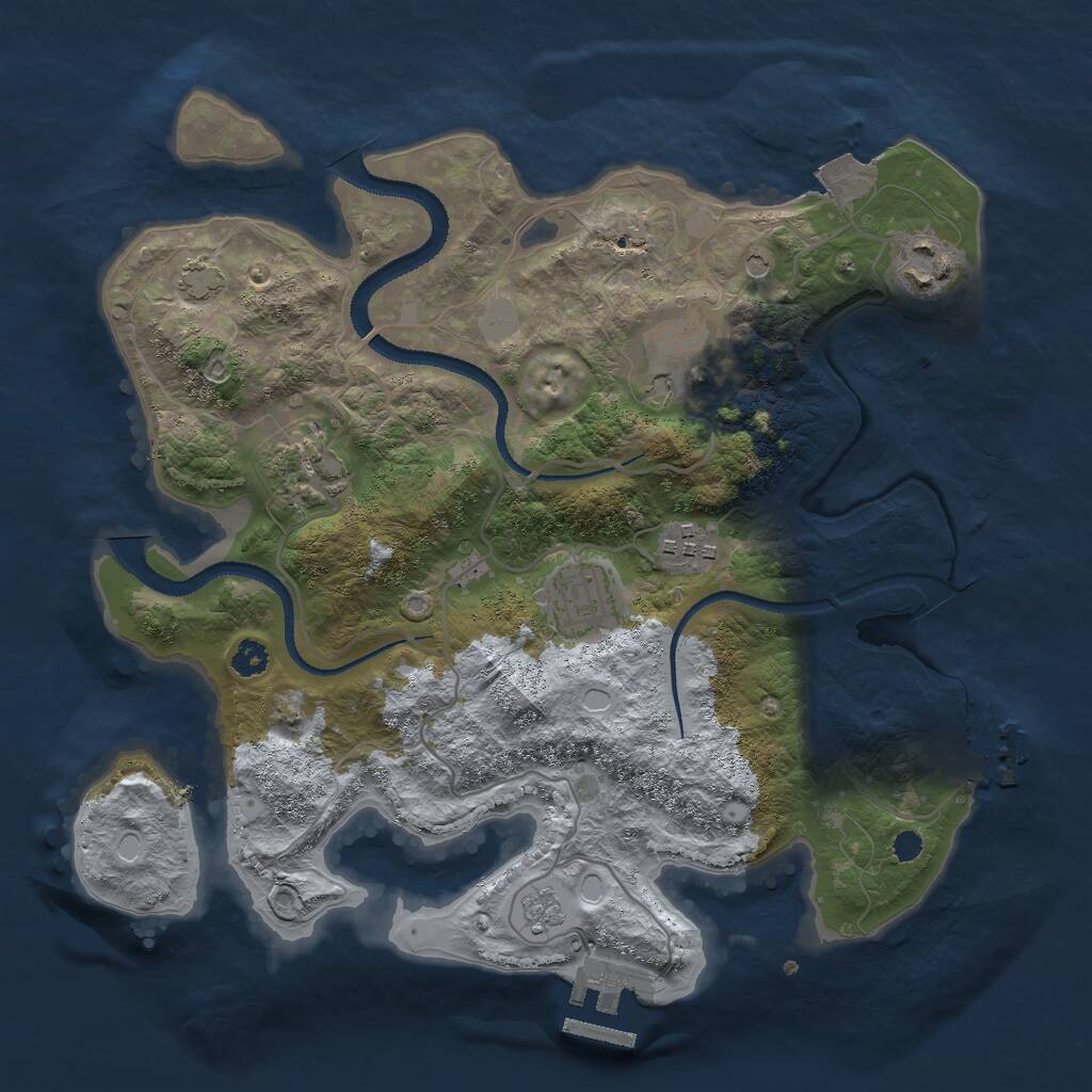 Rust Map: Procedural Map, Size: 3000, Seed: 989235, 11 Monuments