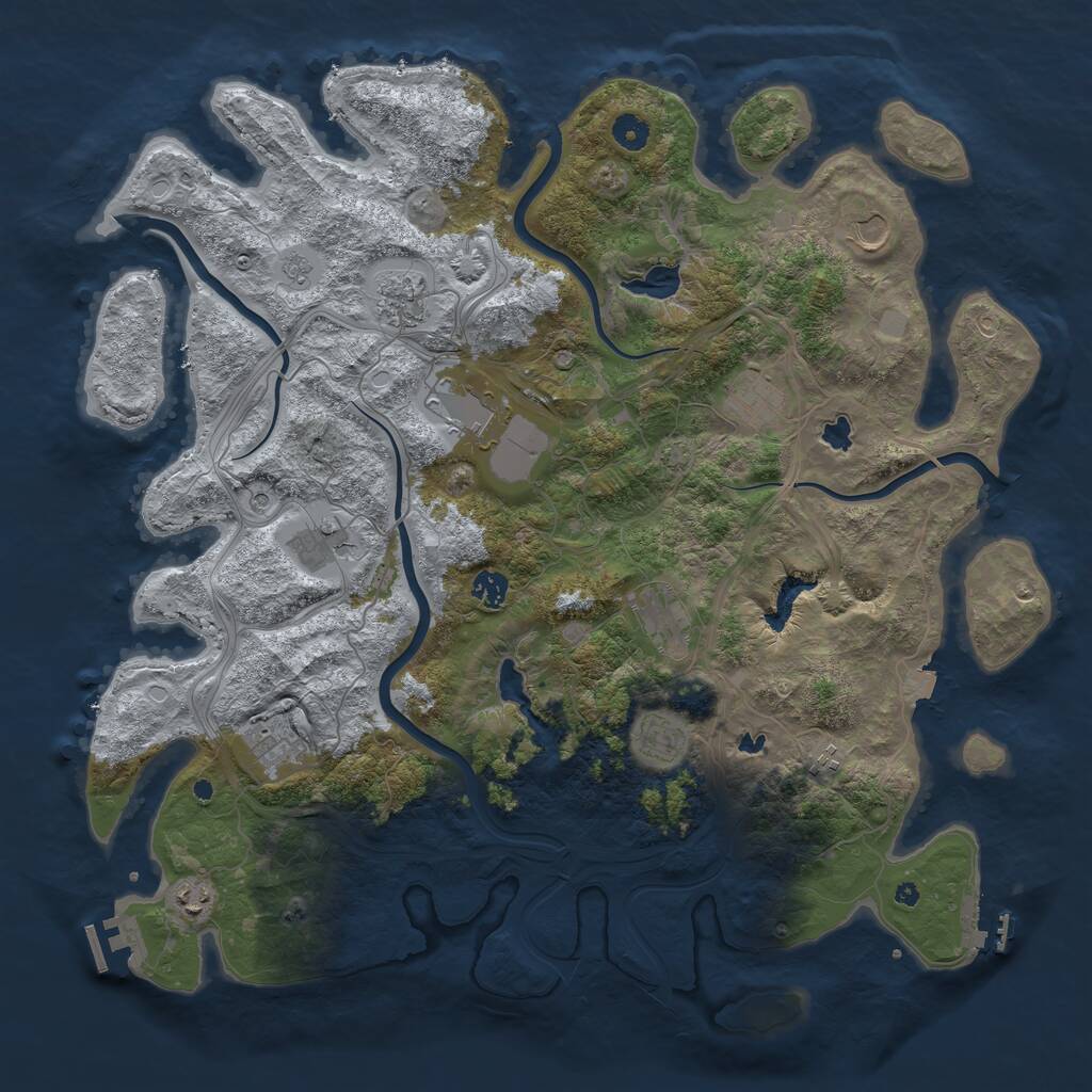Rust Map: Procedural Map, Size: 4500, Seed: 1420420420, 17 Monuments