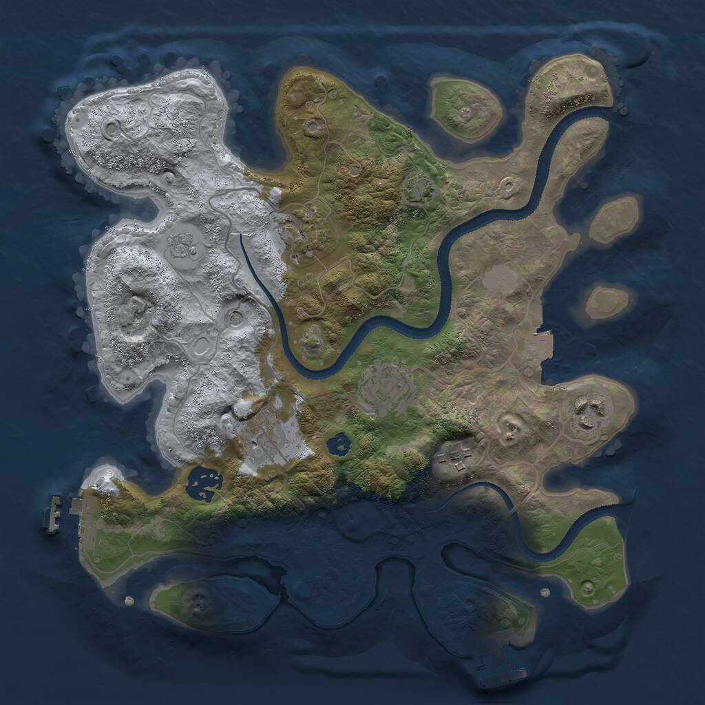 Rust Map: Procedural Map, Size: 3000, Seed: 1002449864, 12 Monuments