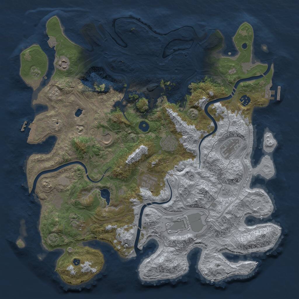 Rust Map: Procedural Map, Size: 4300, Seed: 242044492, 16 Monuments