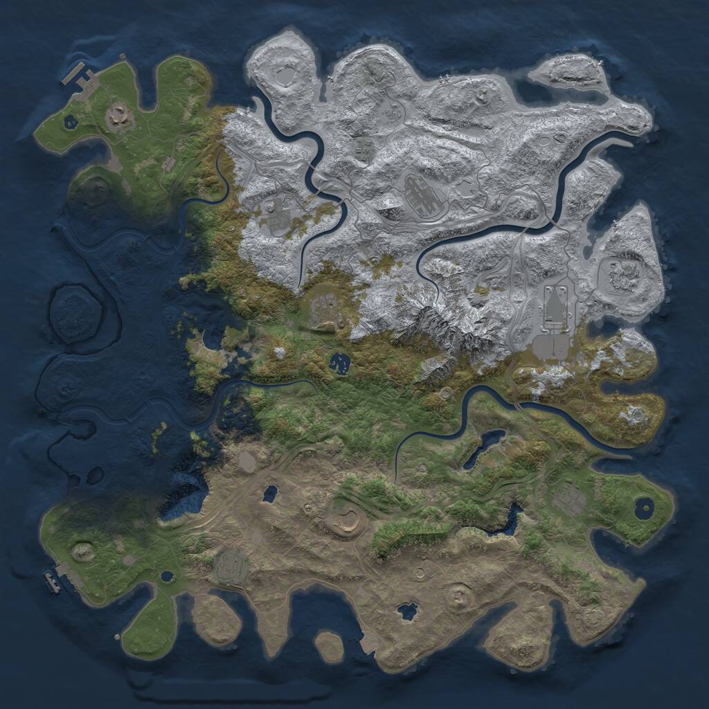 Rust Map: Procedural Map, Size: 5000, Seed: 387179613, 17 Monuments