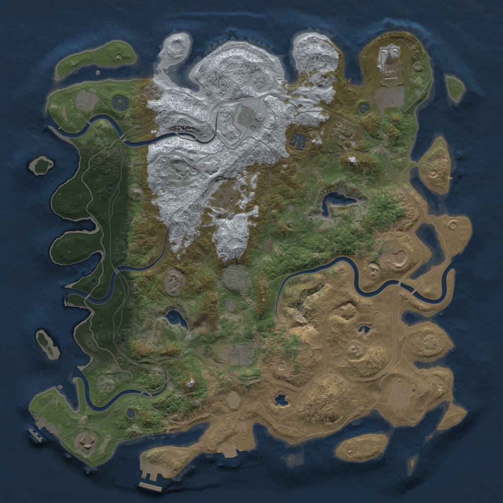 Rust Map: Procedural Map, Size: 4500, Seed: 346749858, 19 Monuments