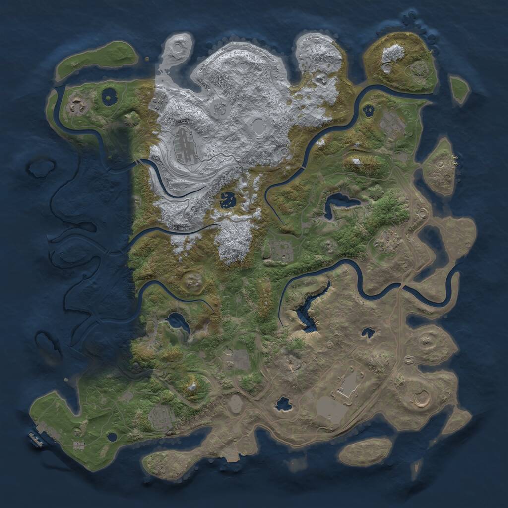 Rust Map: Procedural Map, Size: 4500, Seed: 346749858, 16 Monuments