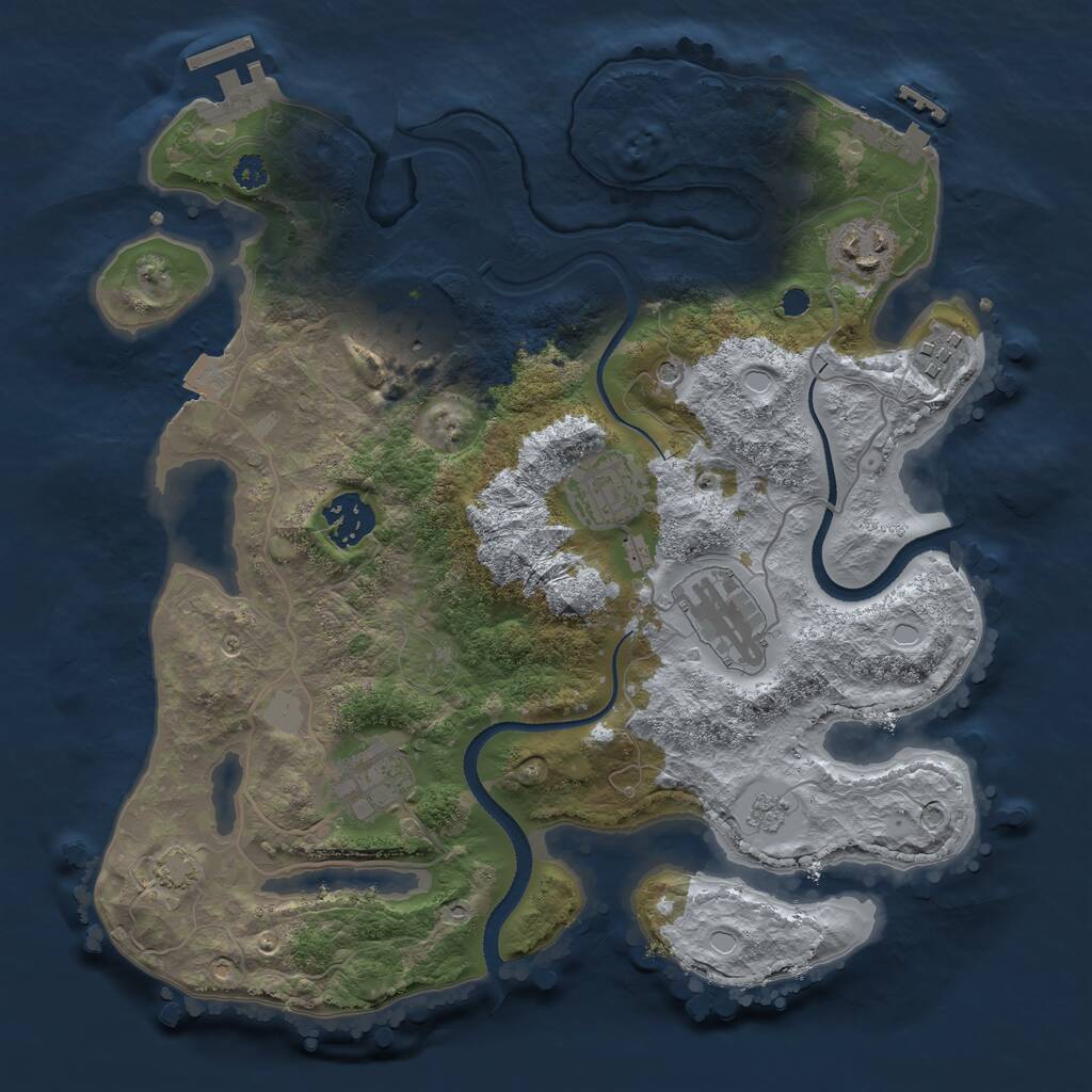 Rust Map: Procedural Map, Size: 3200, Seed: 987654322, 13 Monuments