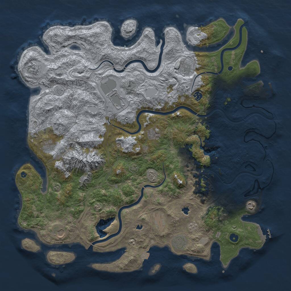 Rust Map: Procedural Map, Size: 5000, Seed: 1178457605, 17 Monuments