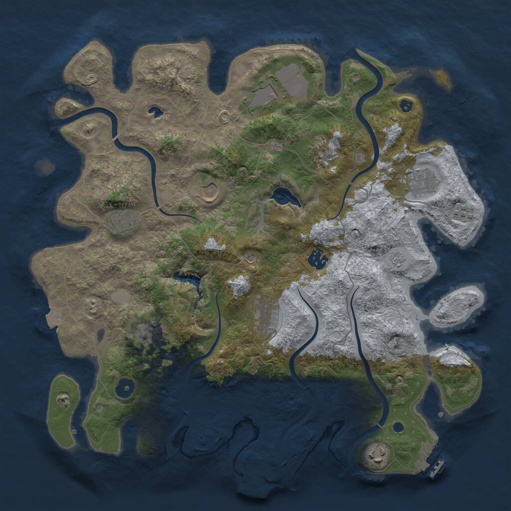 Rust Map: Procedural Map, Size: 4000, Seed: 619075056, 16 Monuments