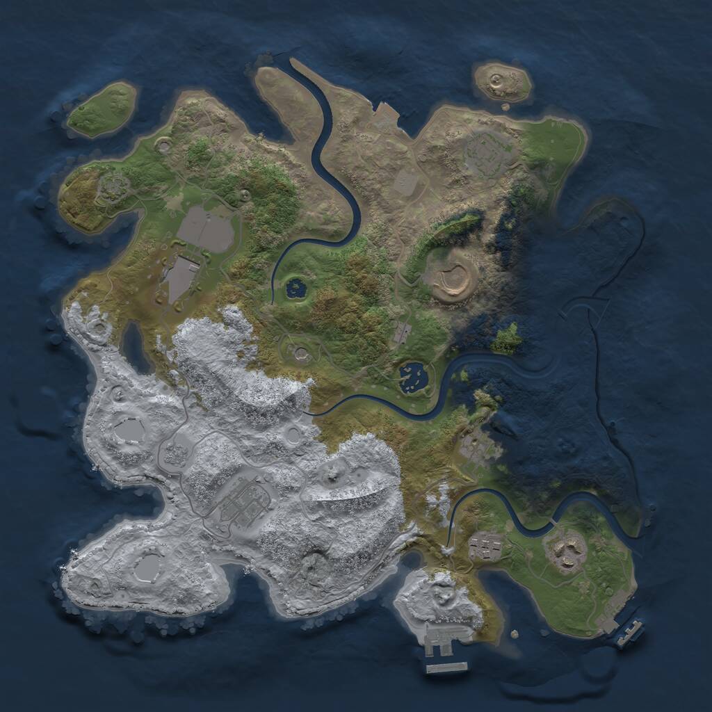 Rust Map: Procedural Map, Size: 3500, Seed: 553987, 14 Monuments