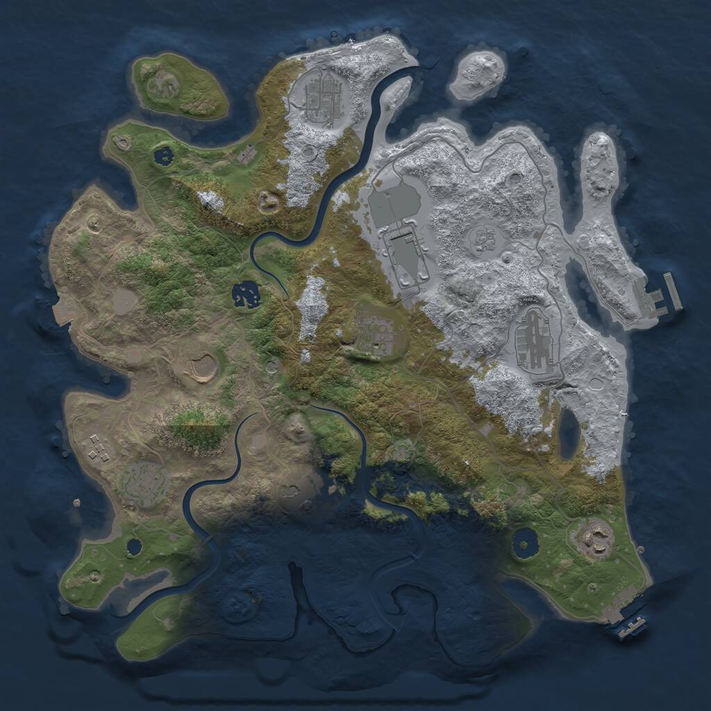 Rust Map: Procedural Map, Size: 3700, Seed: 1289021612, 16 Monuments