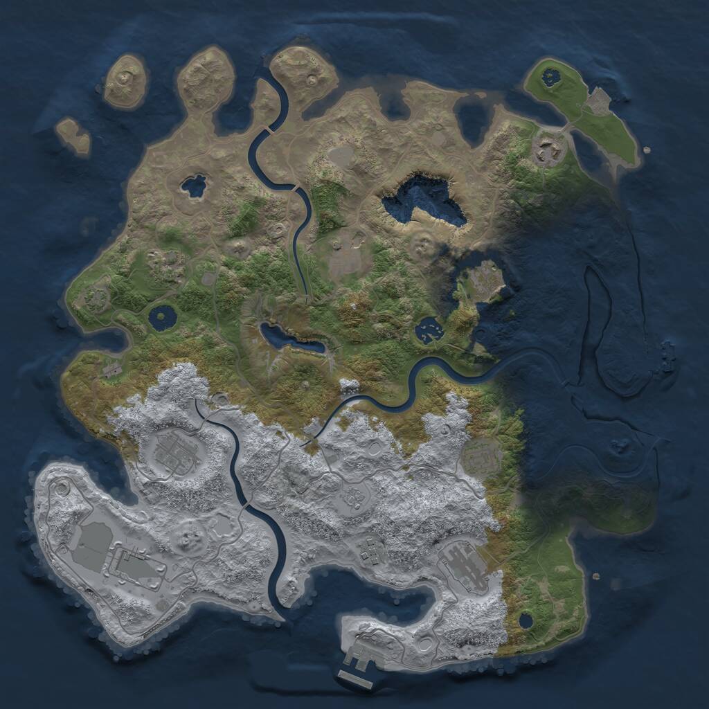 Rust Map: Procedural Map, Size: 4000, Seed: 958639191, 16 Monuments