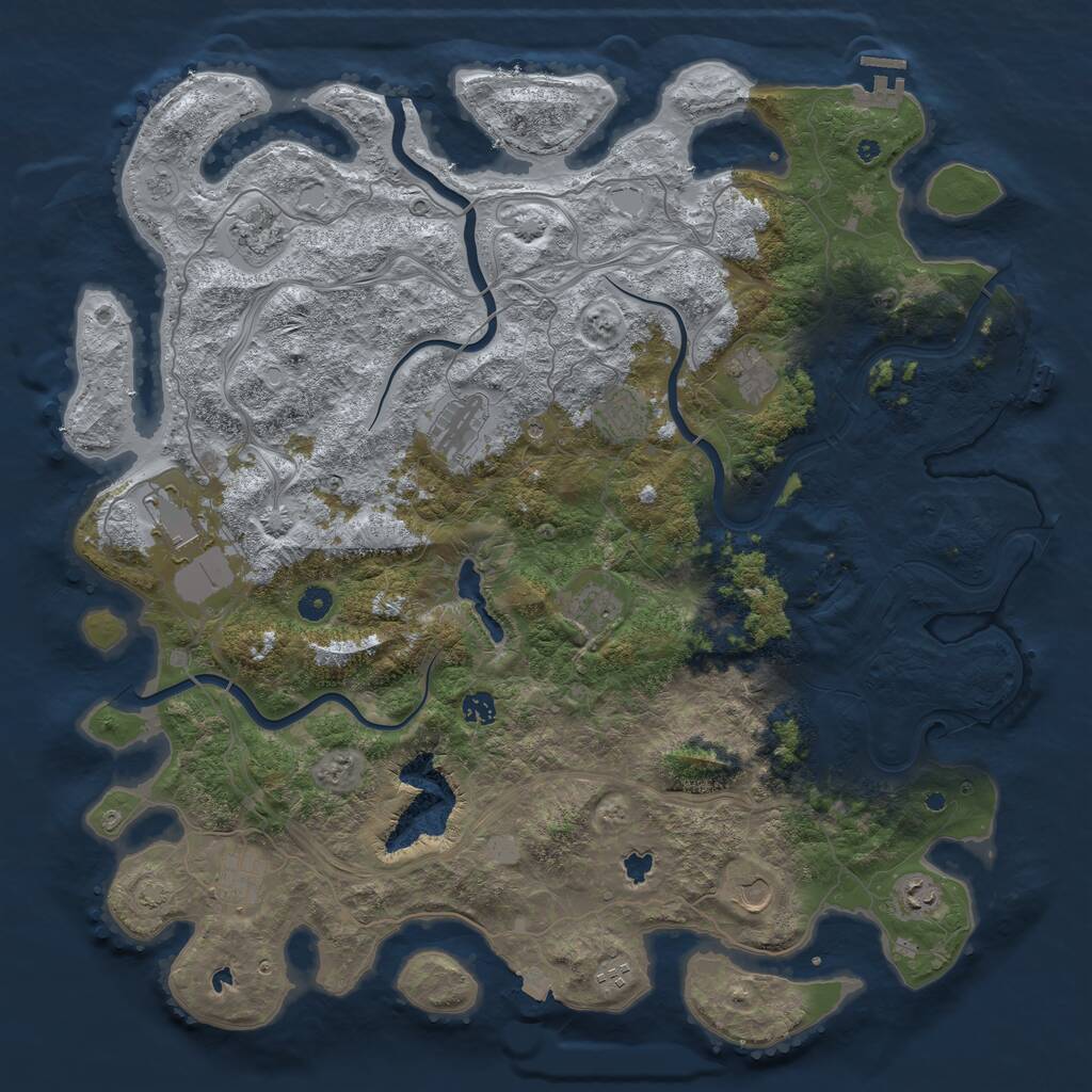 Rust Map: Procedural Map, Size: 4800, Seed: 1884214519, 17 Monuments