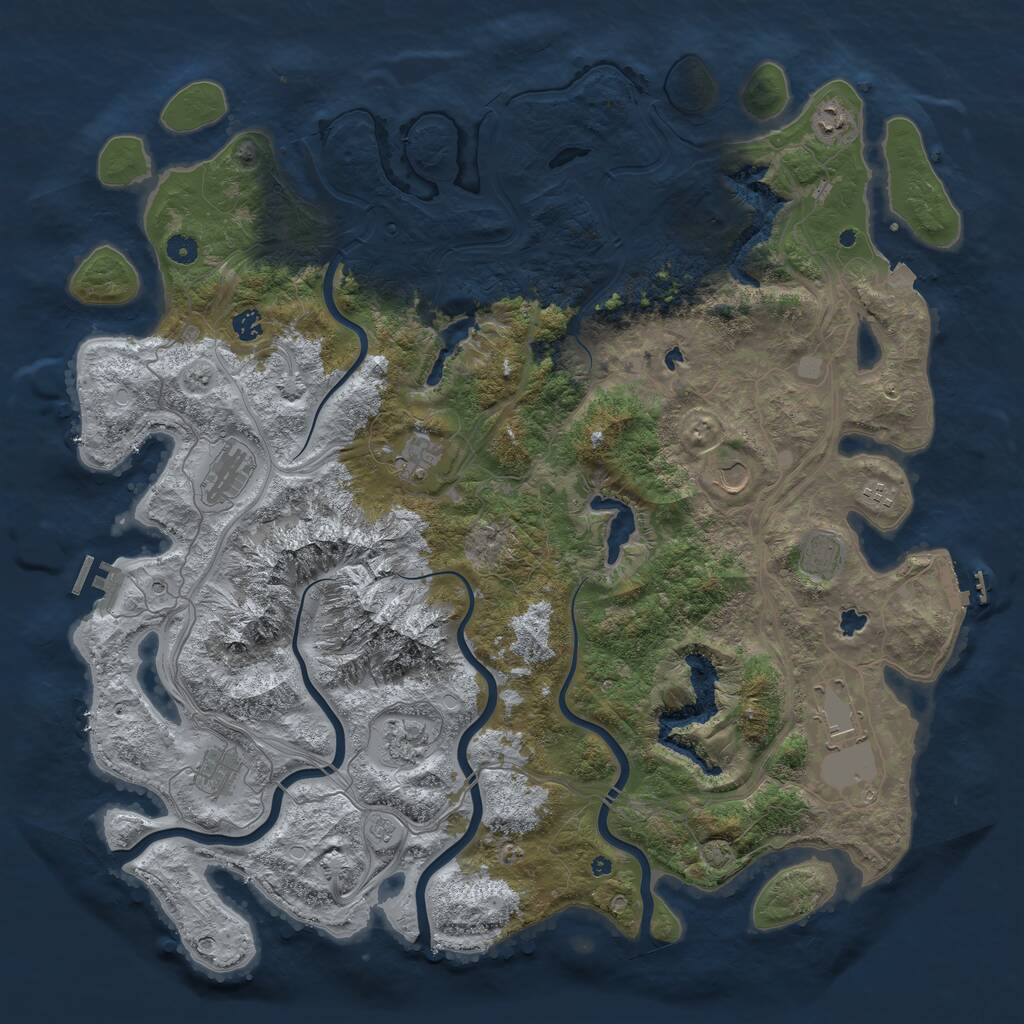 Rust Map: Procedural Map, Size: 5000, Seed: 720139404, 16 Monuments